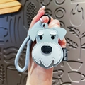 Simpatico portachiavi a forma di Schnauzer in pelle grigia con gancio in metallo - Schnauzer / Grigio