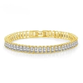 Elegante bracciale tennis in argento 925 placcato oro con pietre di zircone rettangolari - Oro + Zirconia Bianca