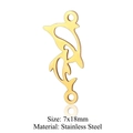 Detailed macro view of 7x18mm golden stainless steel dolphin charm for DIY jewelry - Dolphin / Gold