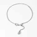 Minimalist silver chain bracelet with adjustable bead clasp and polished metal ball - Silver Style (B838)