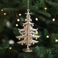Ciondolo albero di Natale dorato con punta a stella e trama in rilievo altezza 13,5 cm - Albero di Natale