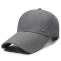 Donkergrijze heren baseballpet met metalen label en lange zonneklep voor buiten - Verstelbaar / donkergrijs