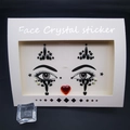 Face crystal stickers with black gems and a red heart jewel for clown makeup look - 1088