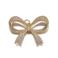 Exquisite 18K gold butterfly pendant with micro-pave white zircon stones for jewelry DIY - Gold Full Rhinestone Large Bow Pendant