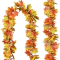 Autumn artificial maple leaf garland featuring vibrant orange and red gradient foliage - Early Autumn