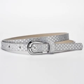 Silver glitter belt for women with shiny metallic pin buckle in a rolled-up pose - 87 / Silver