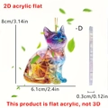 Detailed size specifications of 2D acrylic cat pendant with rainbow gradient finish - Cat D