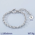 Silver stainless steel rolo chain bracelet featuring a 10mm round letter D charm - Silver - Letter D (KB186393-Z)