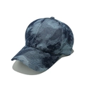 Close-up of washed denim baseball cap showing tie-dye texture and fine stitching detail - M (56-58cm) / Navy Blue