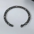 Pulsera clásica de cadena Figaro 3:1 en negro mate con cierre de langosta seguro - Ancho 3mm, Longitud 20cm / Negro