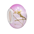 Pink resin bead with golden marble texture and silver metal core for DIY bracelets - Pink with Gold Pattern Style (006)