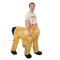 Funny inflatable centaur costume for adults in bright yellow with black hoof details - Half Horse / One Size
