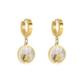Gouden vlinder oorringen met witte parelmoer ronde hanger voor dames sieraden - Gouden Oorknopjes Witte Schelp