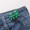 Green bear waist buckle pins for jeans adjustment on blue denim fabric waistband - Screw Back Large / Fruit Green