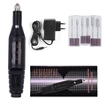 Kit fresa per unghie elettrica nera con adattatore UE e sei punte per smerigliatura - A016-5 Spina UE Nero In Scatola