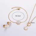 Detail view of 18K gold plated stainless steel set with white mother of pearl inlay - White Shell Three Piece Set