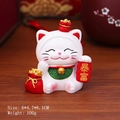 Cute white Maneki Neko figurine with red lucky token for car and office desk decor - WX001C Sudden Wealth Lucky Cat