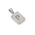 Polished silver stainless steel rectangular pendant with frosted hollow letter d design - Letter P Style / Steel