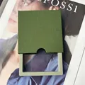 Caja de joyería deslizante verde oscuro con acabado de papel artístico de textura fina - Verde en Blanco con Muesca/Interior 9x9x2cm