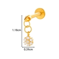 Golden F136 titanium flower stud with zircon chain and flat back labret piercing - Tassel Flower Pendant Style (T2537-6# Gold)