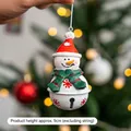 Christmas snowman bell pendant with green scarf and red hat hanging on tree 9cm - Snowman Bell
