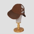 Detail of dark brown ponytail baseball cap with straw brim and criss-cross back elastic bands - M (56-58cm) / Coffee