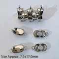 Polished silver magnetic clasp for DIY jewelry making, 7.5x17mm size oval link - Ingot Style / White Gold