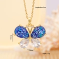 Collana a farfalla dorata con inserti blu scuro e cristalli di zircone bianchi - Farfalla Blu Scuro e Bianca
