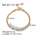 Bracciale a catena serpente in acciaio inossidabile dorato 18K con 11 zirconi - Bracciale a Catena a Serpente con Zirconi (NB-B1113-G) / Oro