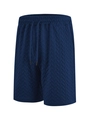 Detail of navy blue jacquard texture and elastic drawstring on men's beach shorts - S / Navy Blue