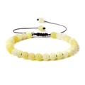 6mm natural yellow tiger eye beaded bracelet with black adjustable woven cord - 6mm (Stretchable) / Yellow Weathered Stone