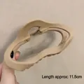 Matte beige 11.5cm large hair claw clip with irregular wavy design for thick hair - Matte Cloud Khaki-11.5cm