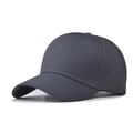 Detail of dark grey six-panel baseball cap showing durable twill cotton and stitched eyelets - Dark Gray