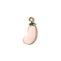 Mini light pink eggplant-shaped alloy enamel pendant for DIY jewelry making with gold edges - Pink Eggplant