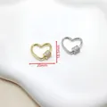 20mm Heart-shaped jewelry clasp with micro-set zircon in gold and silver plating - Heart Carabiner / 18K Gold Plated