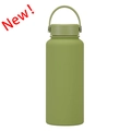 Grass green matte 1L stainless steel insulated water bottle with portable handle lid - Matcha Green