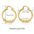 Detailed size chart for gold star hoop earrings with 2.9cm diameter and 8.1g weight - 18K Gold