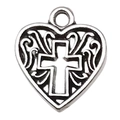 Antiek zilveren hart kruis hanger hol ontwerp voor het maken van DIY sieraden - Hol hart kruis 14x16mm