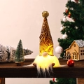Luminous Christmas gnome with golden marble knit hat and glowing white LED beard - Short Leg/Sitting / Gold Short Leg Style B (Marble Texture)