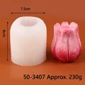 Pink tulip flower silicone mold for DIY aromatherapy candles and resin casting projects - 50-3407 Tulip / White