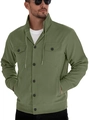 Close-up of green corduroy jacket texture featuring front pockets and button closure - S / Army Green