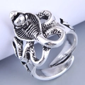 Bague serpent cobra 3D en argent vintage avec écailles détaillées et taille réglable - Forme Cobra 3D - Argent Antique