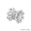 Close-up of petal-shaped copper spacer bead with inlaid sparkling white zircons - Trumpet Barrel Star (VZ427) / 7*7.5mm / White Gold