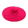 Foldable wide brim sun hat in vibrant rose red with elegant bow decoration - Rose Red