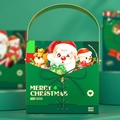 Grüne Weihnachtsgeschenkbox mit goldenem Griff, Weihnachtsmann und Rentiergrafiken - Weihnachtsmann Schneemann und Rentier