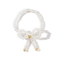 Handmade evil eye friendship bracelet with white and amber beads in bow-knot design - Transparent White Bow Bracelet (FG-R24042701B)