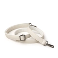 Adjustable white leather 38mm ethnic style bag strap with gunmetal hardware hooks - PU + Webbing White - Black Metal