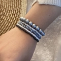 Bohemian multi-layer beaded bracelet set with silver, grey, and black beads for women - Silver Grey Black Ultra-thin Style(10#)