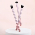 Set of 3 professional makeup brushes with metallic pink handles and soft two-tone bristles - 3 Pcs Long Tube Pink