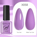 LILY'CUTE Purple UV Gel Polish X058 in 7ml bottle with glossy and matte finish samples - Purple (58)